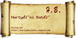 Hartyáni Bató névjegykártya